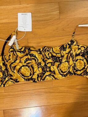 Authentic NWT Versace Bustier Braque Print Yellow & Black XL